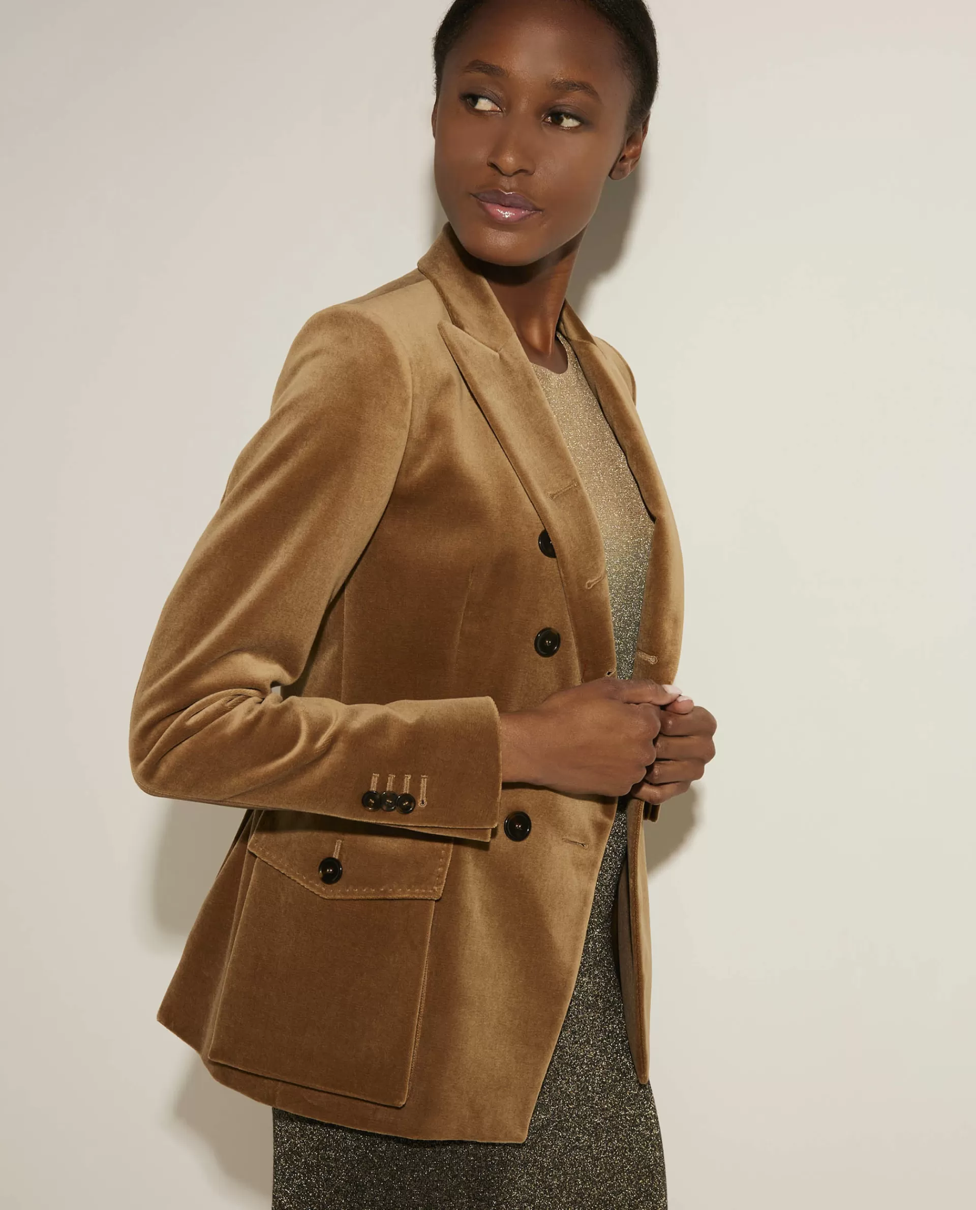 Online Double Breasted Fluwelen Blazer Vrouwen Blazers