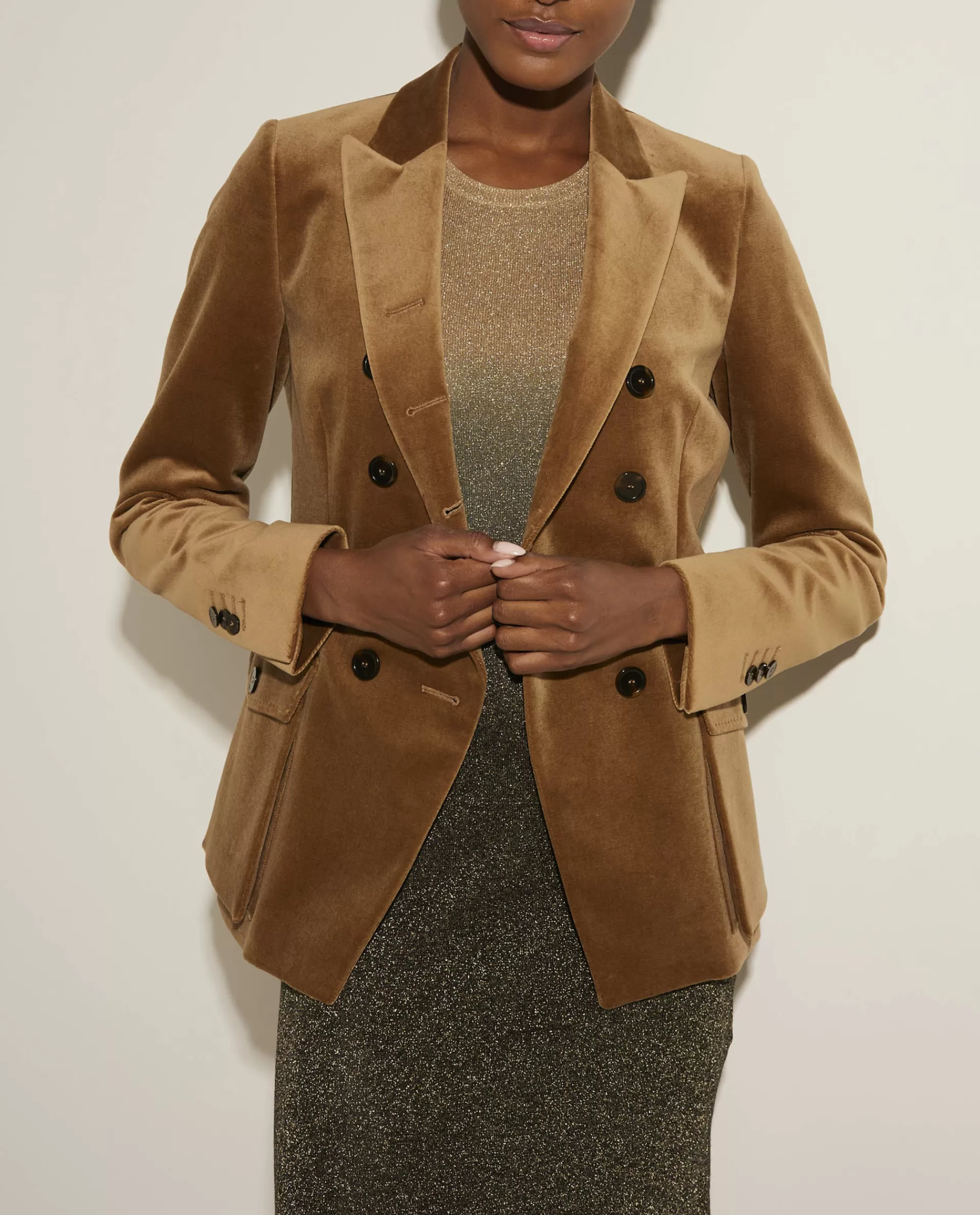 Online Double Breasted Fluwelen Blazer Vrouwen Blazers