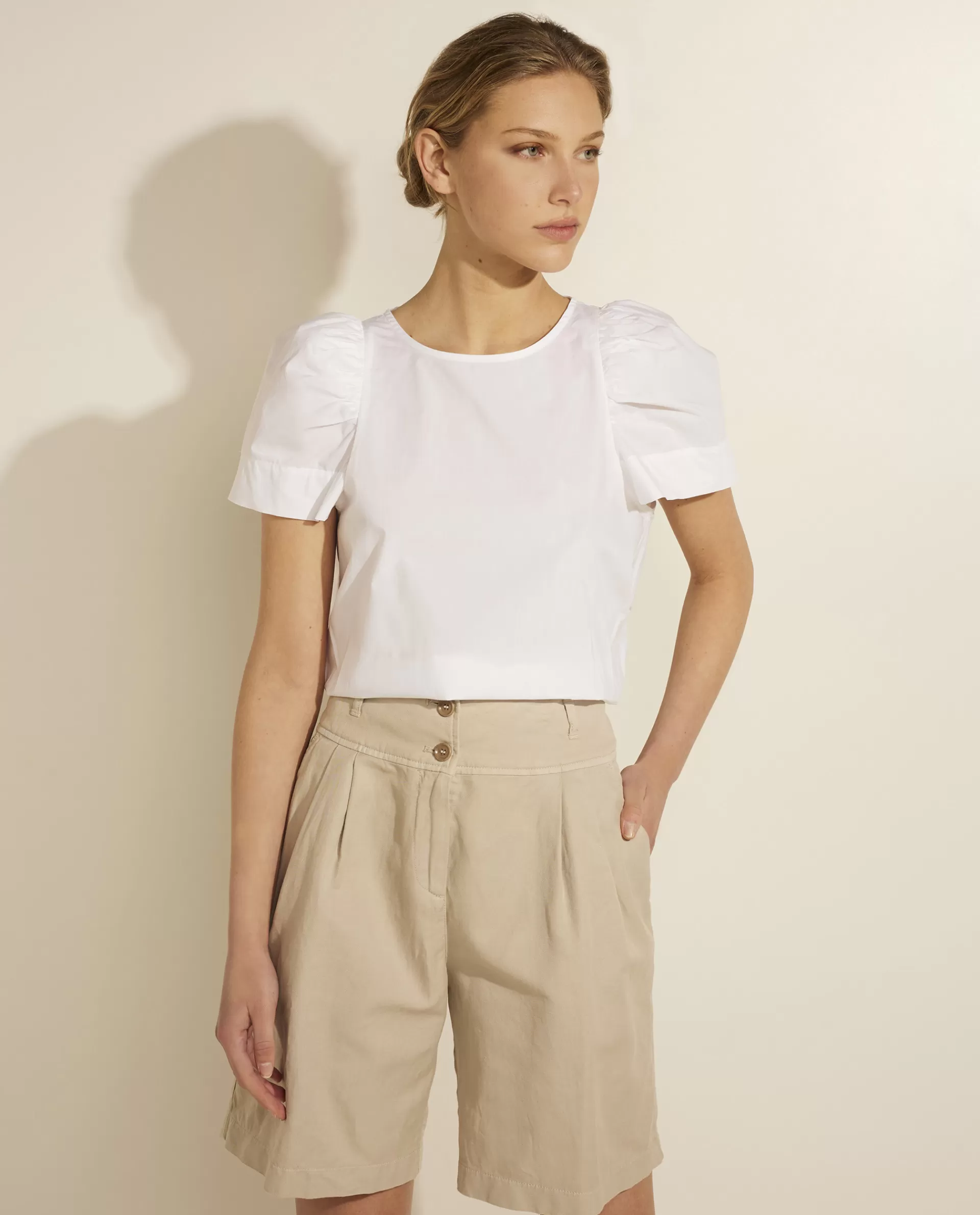 Sale Katoenen Blouse Met Ceintuur Vrouwen Blouses