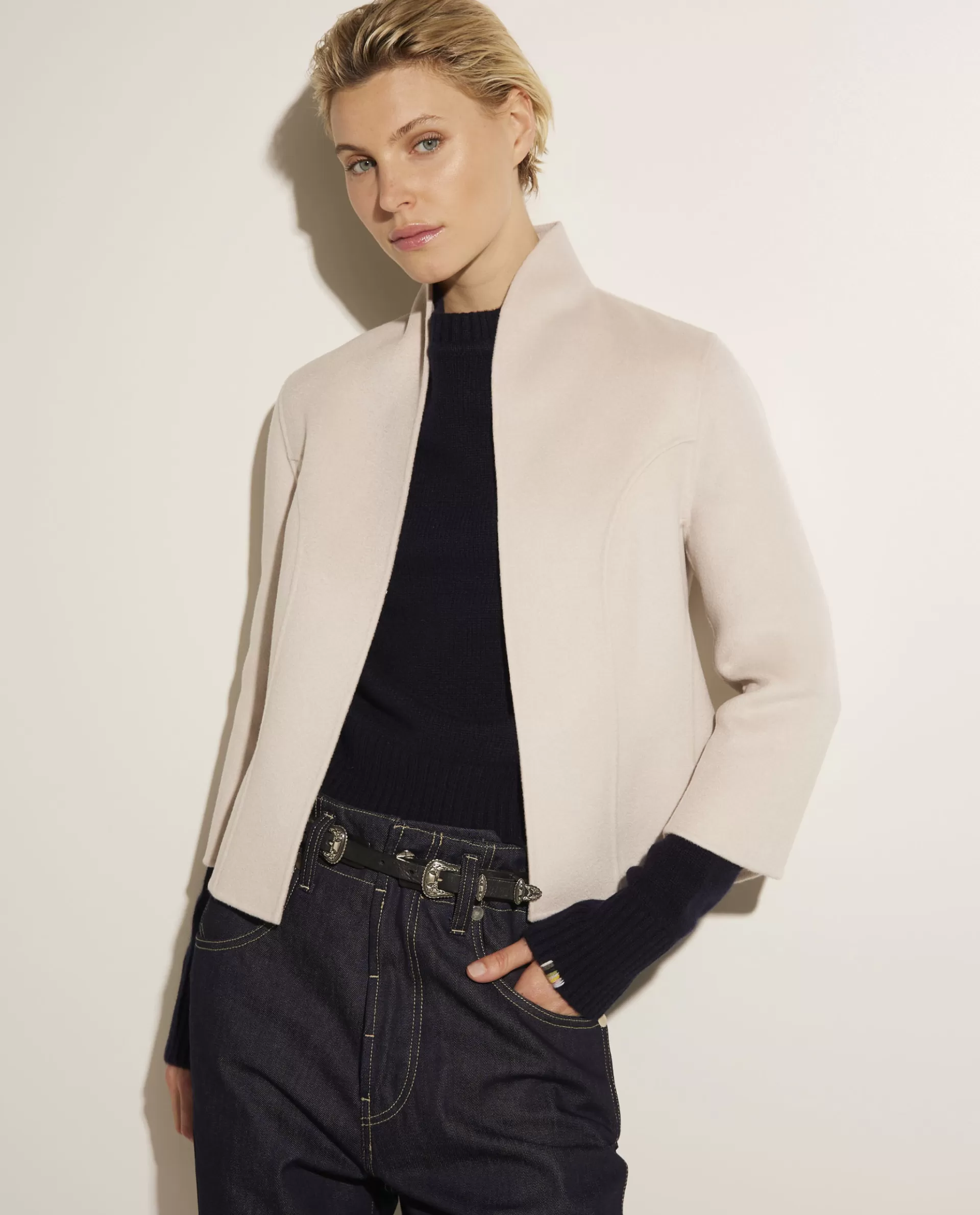 Online Korte Double Face Cashmere Blazer Vrouwen Blazers