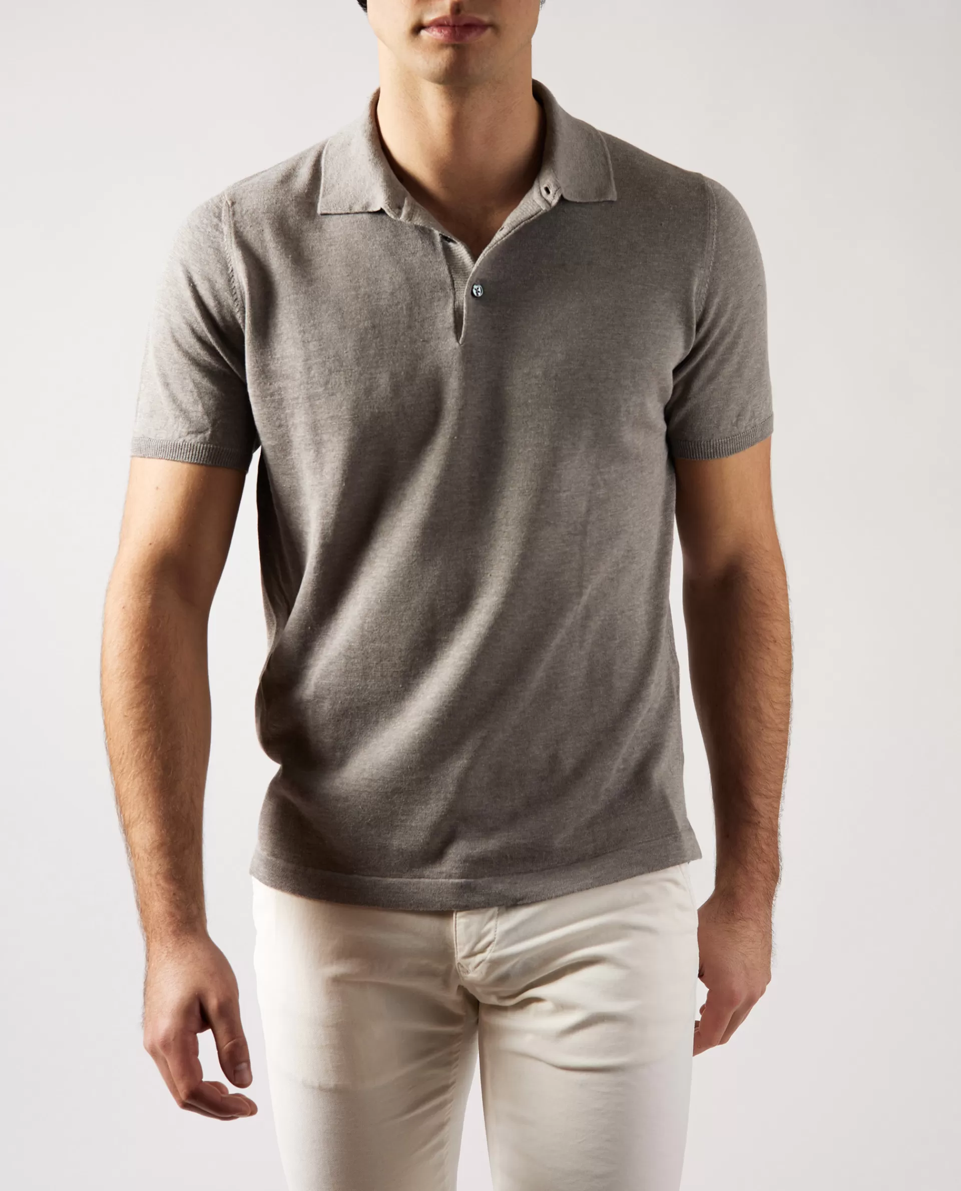 Outlet Linnen Katoenen Polo Mannen Knitwear