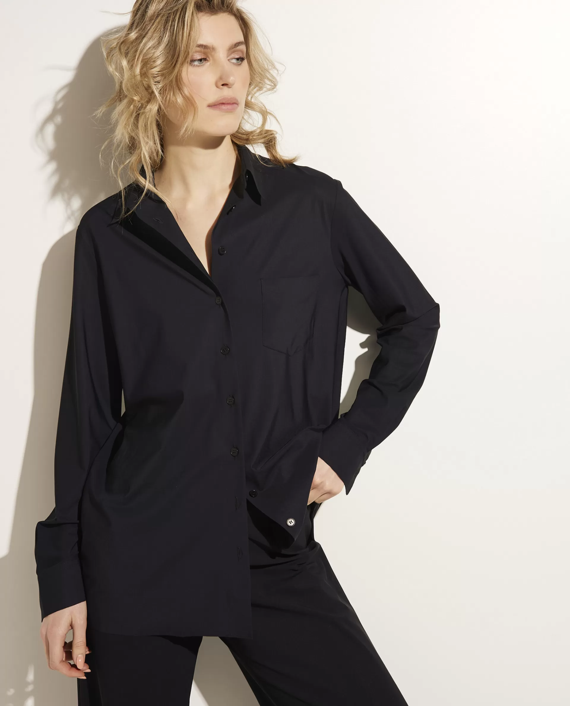 New Losvallende Blouse In Stretch Vrouwen Blouses